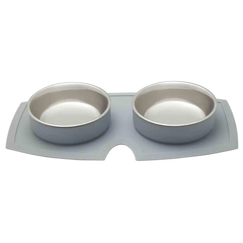 Buddy & Belle Double Silicone Dog Bowls Grey Large