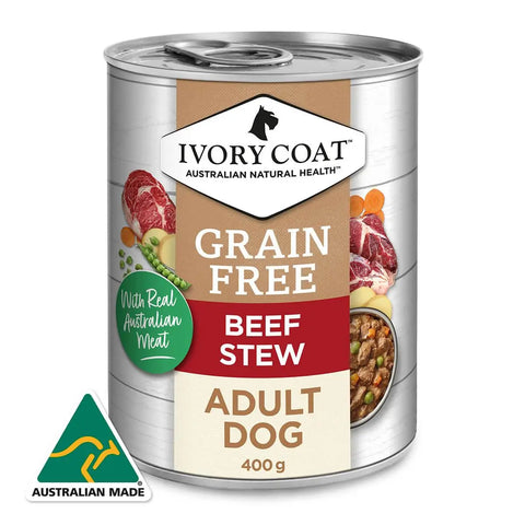 Ivory Coat Grain Free Adult Wet Dog Food Beef Stew 400g