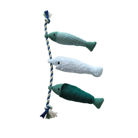 Memory Collectors 3 Fish on Rope Dog Toy