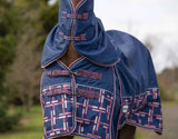 Caribu Alpine Gusset XL Detach-a-Neck Horse Rug 100g Navy Check