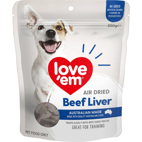 Love Em Air Dried Beef Liver Dog Treats 200g