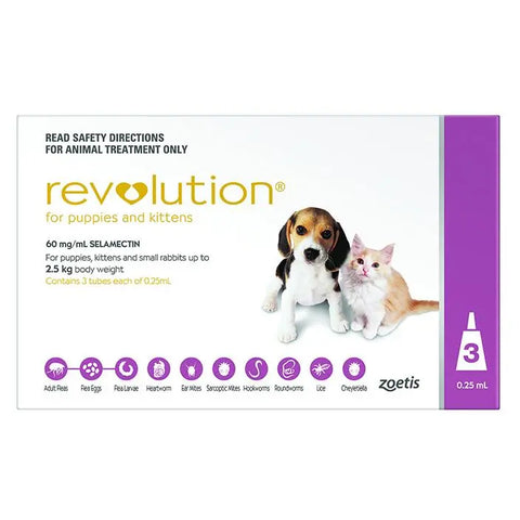 Revolution Pink Flea & Worming Treatment For Puppies & Kittens <2.5kg 3pk