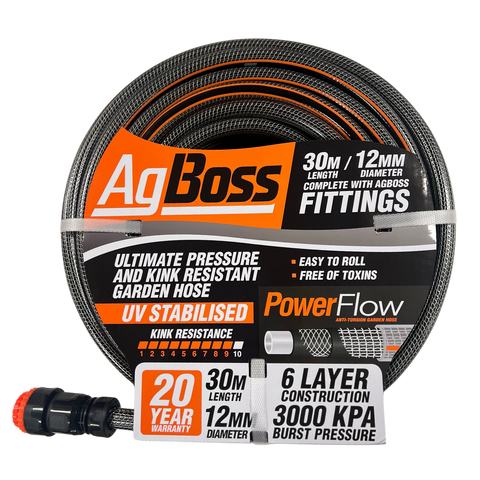 AgBoss Premium Fitted Hose 12mm x 30m